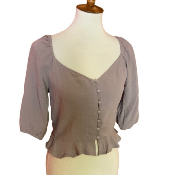 Blue Ivy by KC feminine mocha peasant top - Picture 1 of 12